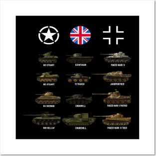 WW2 Tanks Sherman Hellcat Panzer Tiger Panther for Tank fans Posters and Art